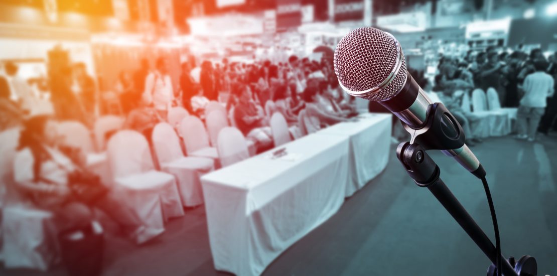 microphone with blurred event background